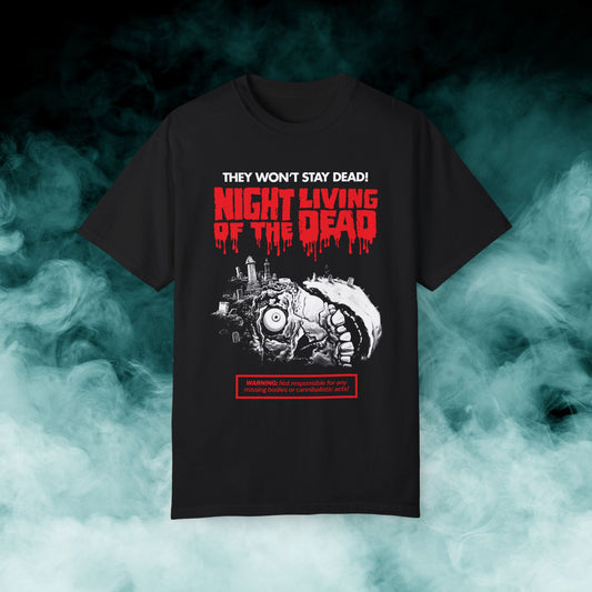 Night of the Living Dead "They won't stay dead!" Horror Movie T-shirt (Merch)