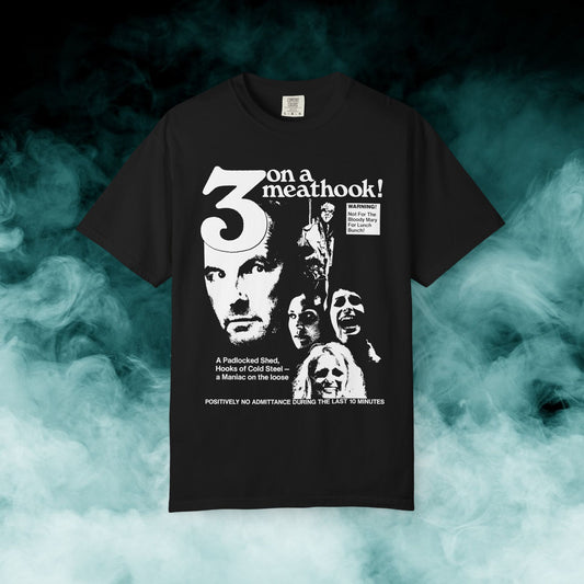 3 on a Meathook Horror Movie T-shirt (Merch)