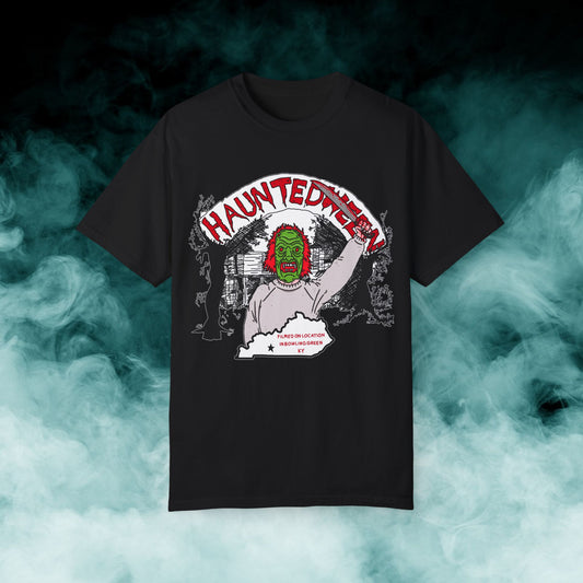 Hauntedween "Filmed on location..." Black Horror Movie T-shirt (Merch)
