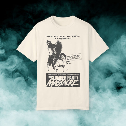 Slumber Party Massacre "Bit by bit" Horror Movie T-shirt (Merch)