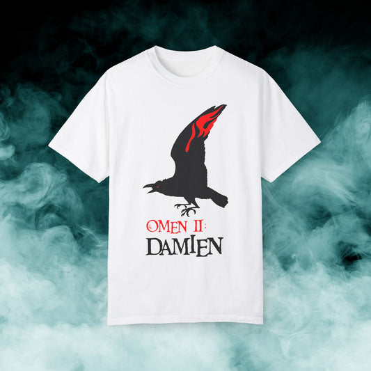 Omen 2: Damien White Horror Movie T-shirt (Merch)