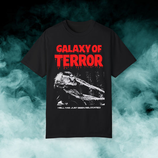 Galaxy of Terror "Hell has just been relocated" Horror Movie T-shirt (Merch)